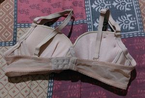 Elegant Beige Floral Lace Bra