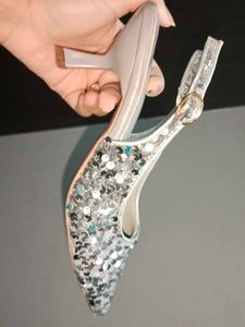 Sparkling Silver Sequin Heels