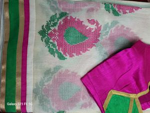 White And Pink Kota Saree