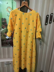 Yellow Mirror Work Kurti