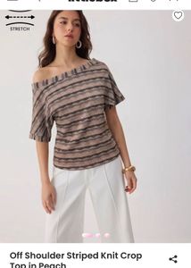 Littlebox off shoulder striped knit top