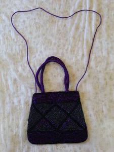 Vintage Beaded Purple Clutch Bag
