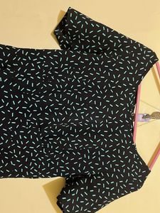 Navy Blue Printed Midi Dress