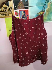 Maroon Star Print Cami Top