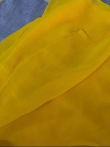 Vibrant Yellow Chiffon Saree