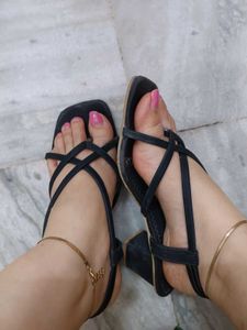 Stylish Black Strappy Sandals