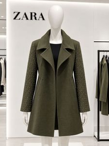 Zara Green Studded Sleeve Coat
