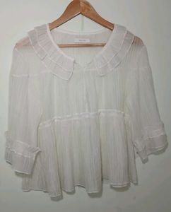 White Ruffled Collar Blouse