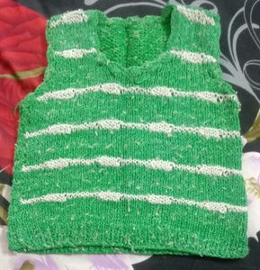 Green Striped Knit Vest