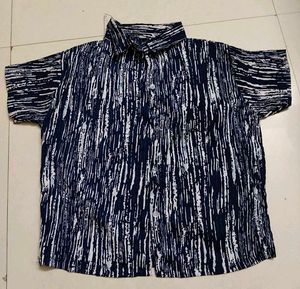 Short Abstract Print Button-Up Shirt