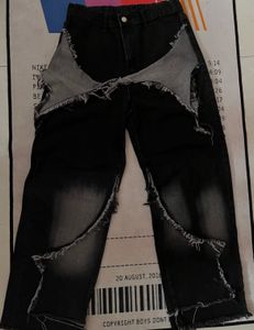 Distressed Black Wide-Leg Jeans