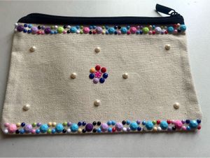 Beaded Canvas Pouch