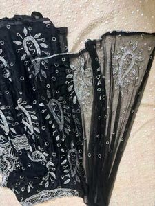 y2k Black Sequined Lehenga Choli Set