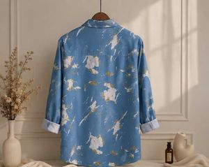 blue crinkled shirt