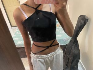Stylish Black Halter Neck Crop Top