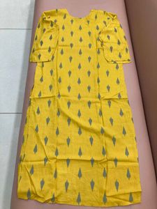 Yellow Printed Kurti