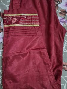Red Embroidered Kurta Pant Set