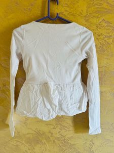 White Peplum Long Sleeve Top