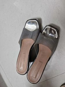Sparkly Silver Wedge Heels