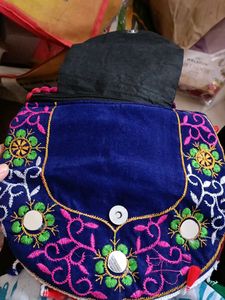 Bohemian Embroidered Mirror Work Clutch