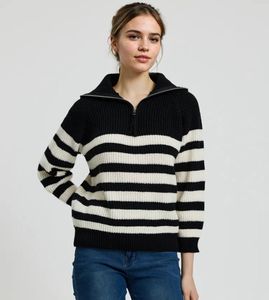 Striped Zip-Up Sweater