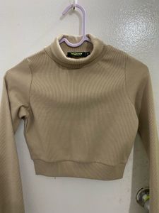 stylish polo neck jumper(nude colour)