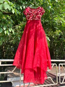 Elegant Red Embroidered Ethnic Gown