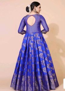 Elegant Blue &amp; Gold Ethnic Gown