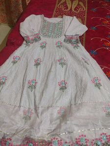 Beautiful White Embroidered Ethnic Gown