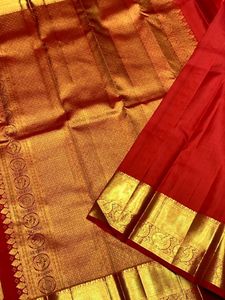Vibrant Red &amp; Gold Silk Saree