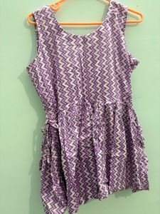 Purple Chevron Print Sleeveless Dress