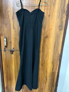 Sparkling Black fish cut Dress with High Slit