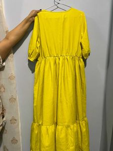 Vibrant Yellow Embroidered Maxi Dress