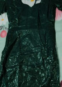 Green Sparkle Sharara Suit with Golden Work Dupatt