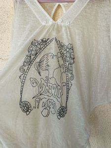 Sheer White Graphic Print Top