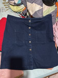 Dark Wash Denim A-Line Skirt