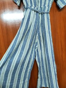 Striped Wrap Jumpsuit