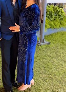 Elegant Royal Blue Velvet Gown