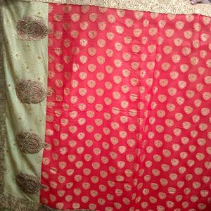 Elegant Ethnic Gold Red Saree with Intricate Det