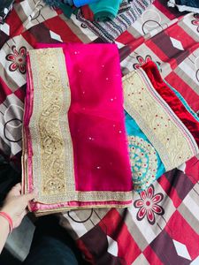 Stunning Teal Lehenga with Pink Dupatta