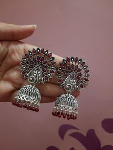 Indian Peacock Jhumka Earrings