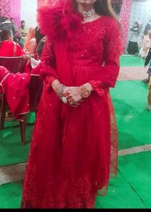 Red Sequin Anarkali Suit