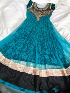 Stunning Teal Ethnic Gown with 2 inch margin