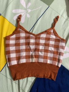 Cute Gingham Pattern Crop Top
