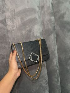 Chic Black Croc Embossed Chain Bag