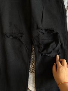 Black Ripped Wide Leg Jeans