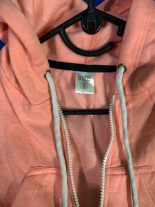 Peach Cropped Zip-Up Hoodie