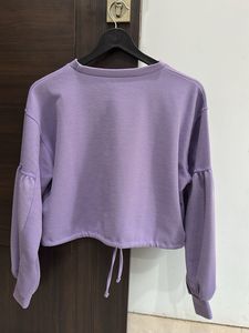 Lavender Cropped Sweater with Drawstring