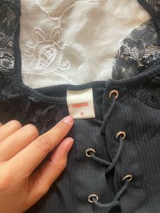 Sheer Black Lace Corset Top