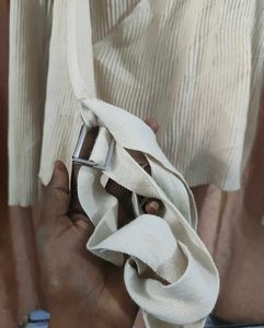 Ribbed Wrap-Style Long Sleeve Top